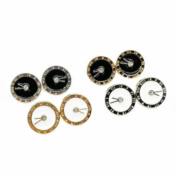 12mm Round Clock Diamond and Enameled Metal Buttons for Shirt Cuffs 100 Pack - Image 2