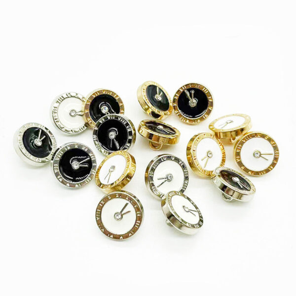 12mm Round Clock Diamond and Enameled Metal Buttons for Shirt Cuffs 100 Pack - Image 3