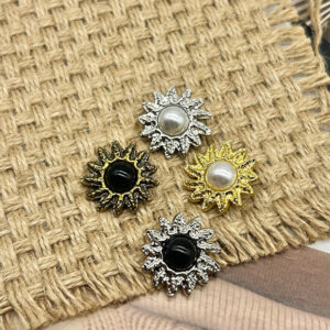 18/20/23mm Vintage Sunflower-Shaped Pearl Metal Buttons 48 Pack