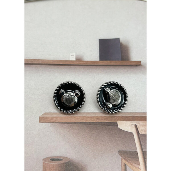 17/23mm Cartoon Bear Head Black Enameled Gold Silver Metal Buttons 50pcs - Image 4