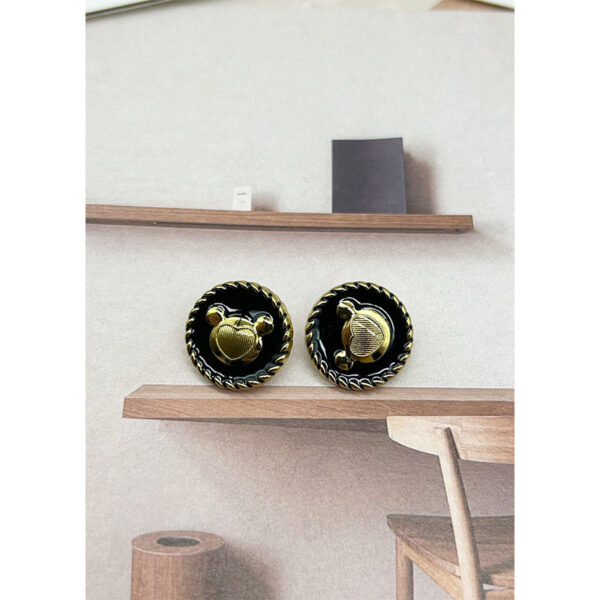 17/23mm Cartoon Bear Head Black Enameled Gold Silver Metal Buttons 50pcs - Image 5