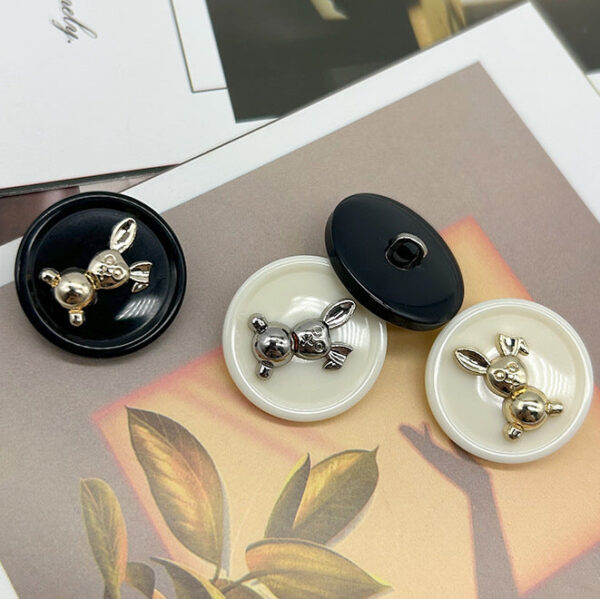 17.5/21mm Rabbit Round Metal Resin Alloy Dual-Tone Buttons 50pcs - Image 2
