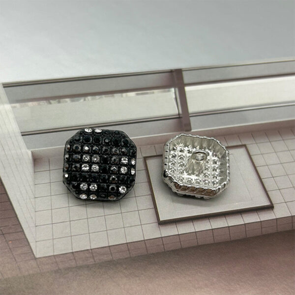 Square Metal Shank Buttons Starry Sky Diamond-Studded for Coats 50pcs - Image 2