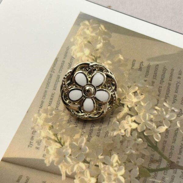 18/20/23mm Vintage Lace Round Flower Enameled Metal Buttons 48 Pack - Image 4