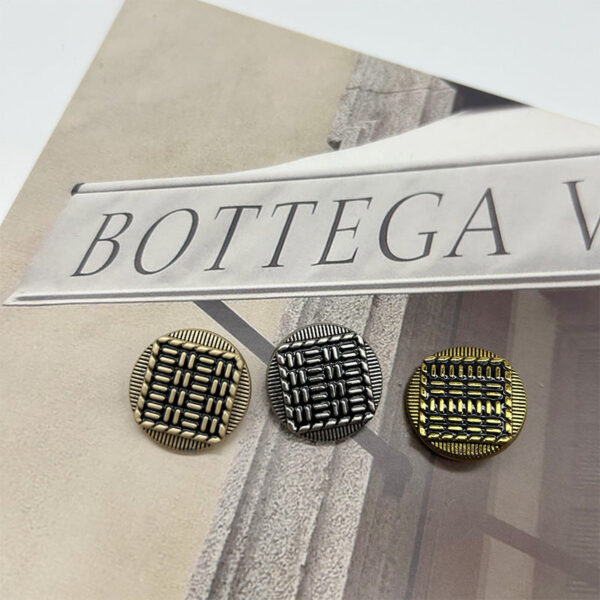 Vintage Metal Buttons Round Exterior and Square Interior Striped 50pcs - Image 3