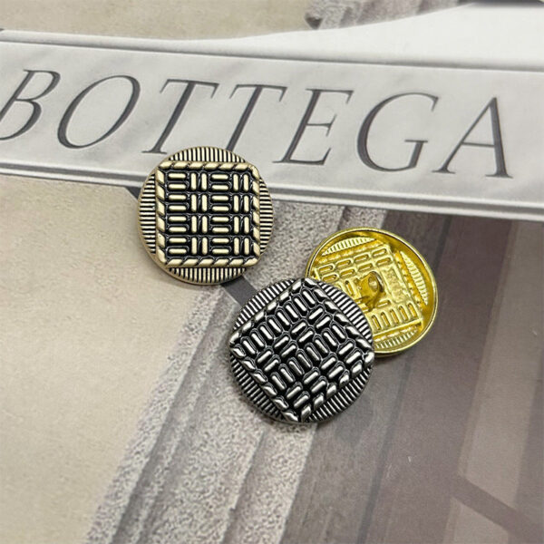 Vintage Metal Buttons Round Exterior and Square Interior Striped 50pcs - Image 2