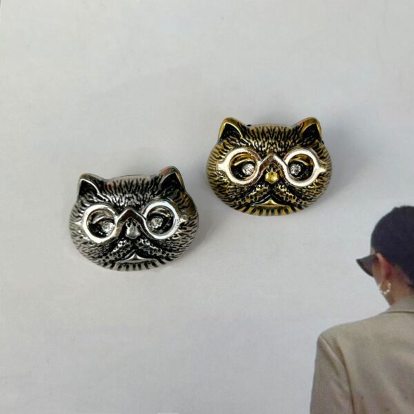 18/23mm Antique Gold and Silver Cat Head-Shaped Metal Sewing Buttons 50pcs - Image 2