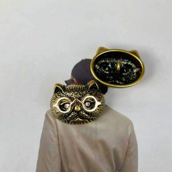 18/23mm Antique Gold and Silver Cat Head-Shaped Metal Sewing Buttons 50pcs - Image 3