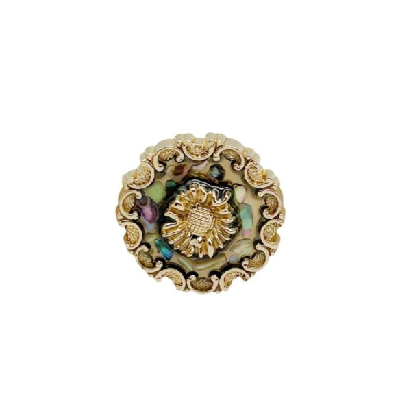 18/24mm Vintage Flower Metal Buttons Enameled Real Shell Fragments 50pcs