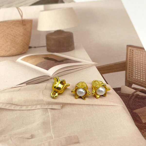 10mm Lily of the Valley Flower Metal Buttons Pearl Core for Shirt Jacket Cufflinks 50pcs - Image 2
