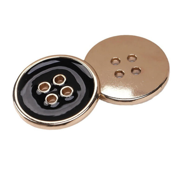 Round 4 Hole Metal Buttons Gold Silver Edge Black White Enamel 50pcs - Image 3
