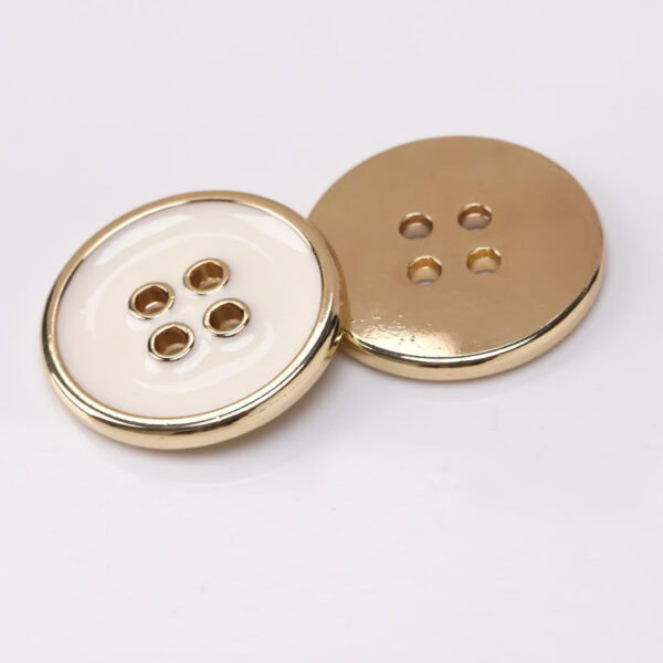 Round 4 Hole Metal Buttons Gold Silver Edge Black White Enamel 50pcs - Image 5