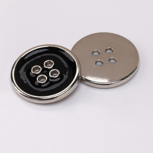 Round 4 Hole Metal Buttons Gold Silver Edge Black White Enamel 50pcs - Image 4