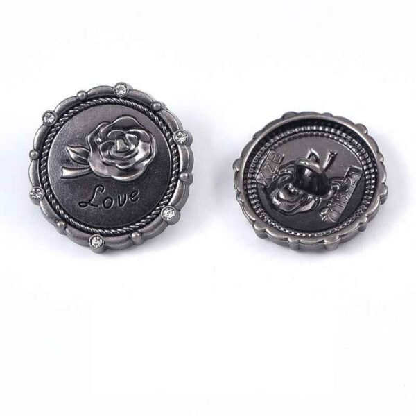 28L/34L/36L Round Rose Rhinestone Metal Shank Buttons 20pcs