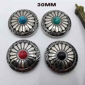 30mm Vintage Alloy Turquoise Chrysanthemum DIY Wallet Button 20 Pack