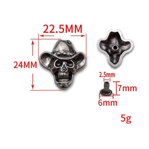 Vintage Punk Skull Rivets - Gothic Motorcycle Clothing Studs 20pcs