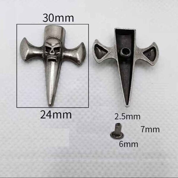 Vintage Silver Skull Cross Rivets Gothic Belt Studs 30pcs