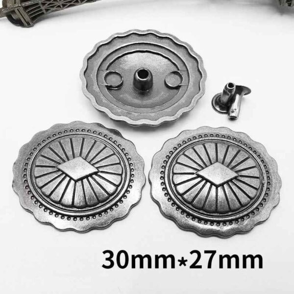 30x27MM Antique Silver Arabesque Rivets - Ornate Punk Studs 20pcs