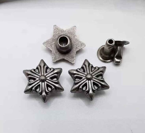 Vintage Silver Hexagram Studs Zinc Alloy Star Rivets 30 Pack(2 Styles)