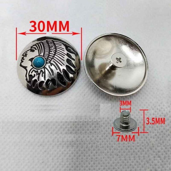 30MM Shiny Silver Alloy Native American Turquoise Screw Rivets 20 Pack