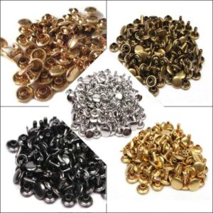 5-Color Metal Flat Double Cap Rivets 100pcs for DIY Crafts Leatherwork