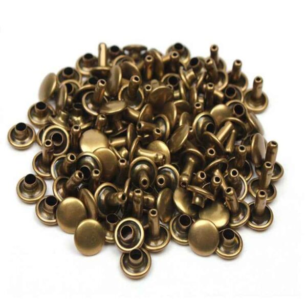 5-Color Metal Flat Double Cap Rivets 100pcs for DIY Crafts Leatherwork