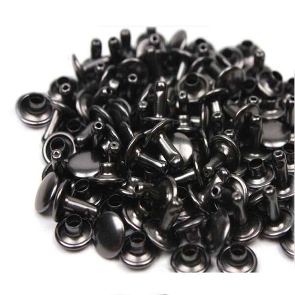 5-Color Metal Flat Double Cap Rivets 100pcs for DIY Crafts Leatherwork