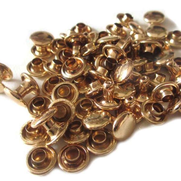 5-Color Metal Flat Double Cap Rivets 100pcs for DIY Crafts Leatherwork