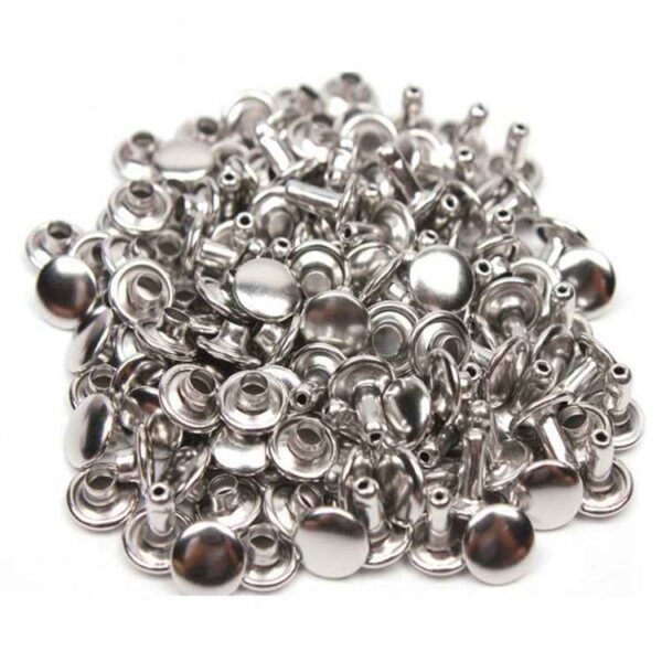 5-Color Metal Flat Double Cap Rivets 100pcs for DIY Crafts Leatherwork