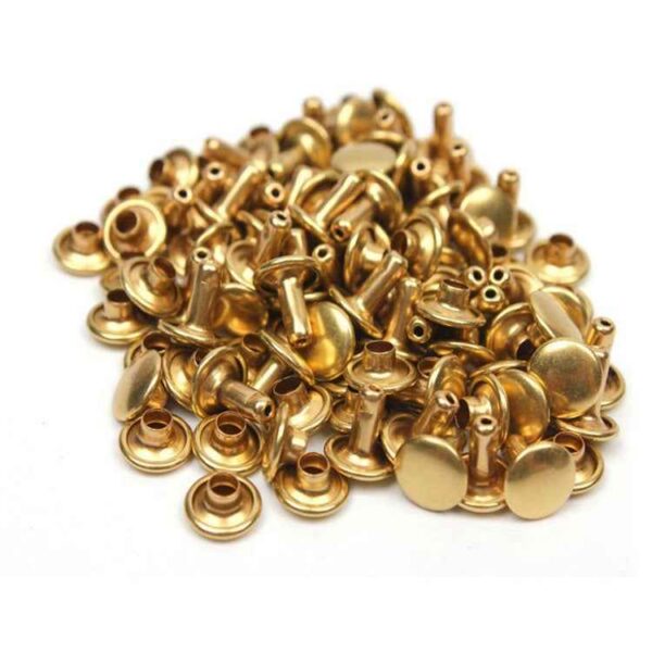 5-Color Metal Flat Double Cap Rivets 100pcs for DIY Crafts Leatherwork