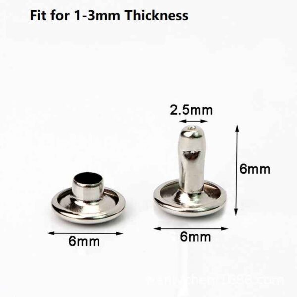5-Color Metal Flat Double Cap Rivets 100pcs for DIY Crafts Leatherwork