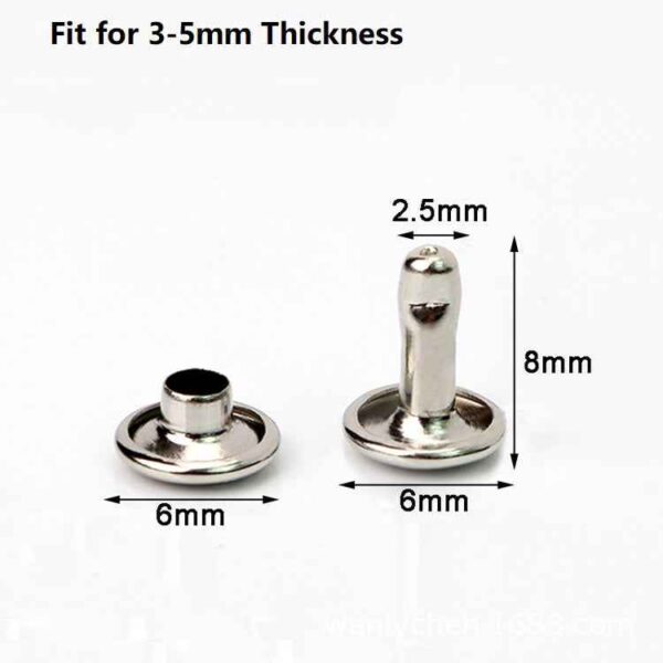 5-Color Metal Flat Double Cap Rivets 100pcs for DIY Crafts Leatherwork