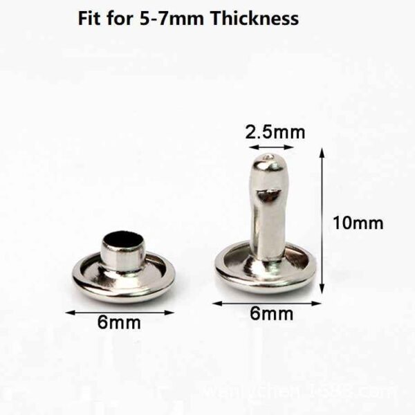 5-Color Metal Flat Double Cap Rivets 100pcs for DIY Crafts Leatherwork