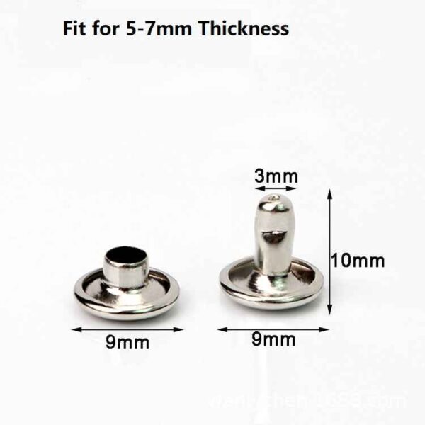 5-Color Metal Flat Double Cap Rivets 100pcs for DIY Crafts Leatherwork
