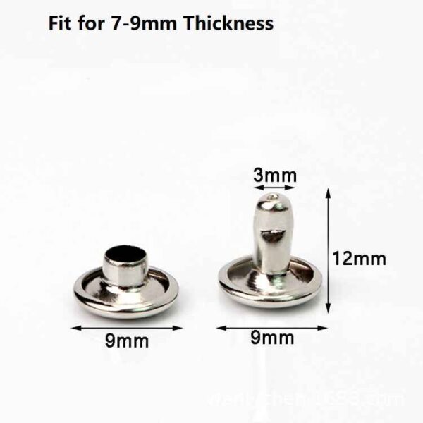 5-Color Metal Flat Double Cap Rivets 100pcs for DIY Crafts Leatherwork