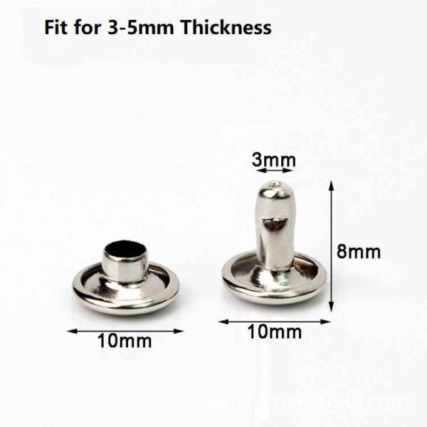 5-Color Metal Flat Double Cap Rivets 100pcs for DIY Crafts Leatherwork