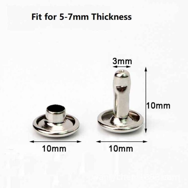 5-Color Metal Flat Double Cap Rivets 100pcs for DIY Crafts Leatherwork