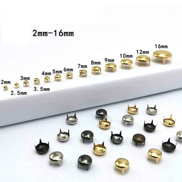 2-16mm Brass Round 4-Prong Rivets for Clothing Shoes Bags 130 Pack