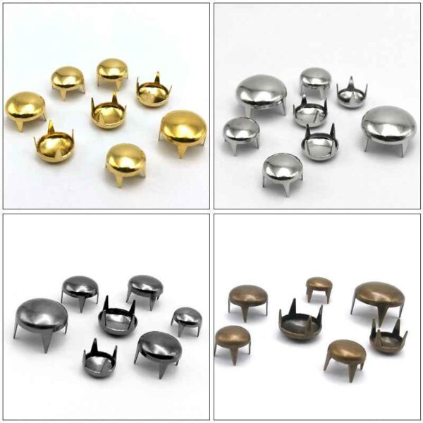 2-16mm Brass Round 4-Prong Rivets for Clothing Shoes Bags 130 Pack