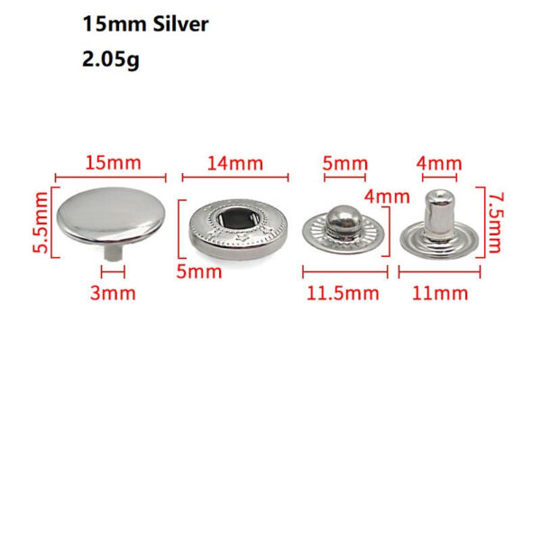 4in1 Stainless Steel Snap Buttons for Women's Wallets Coats 40pcs - Image 15