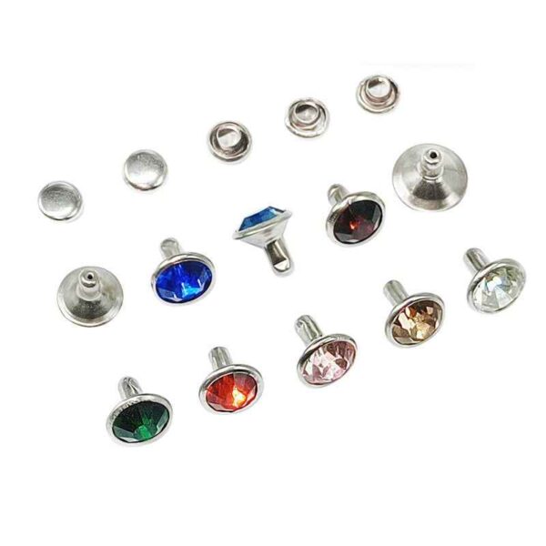 5-12MM Silver-Edge Glass Rhinestone Studs 310pcs Decorative Rivets