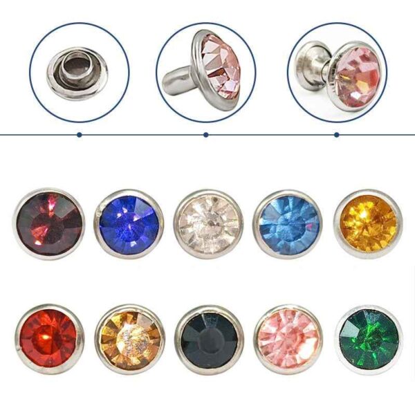 5-12MM Silver-Edge Glass Rhinestone Studs 310pcs Decorative Rivets