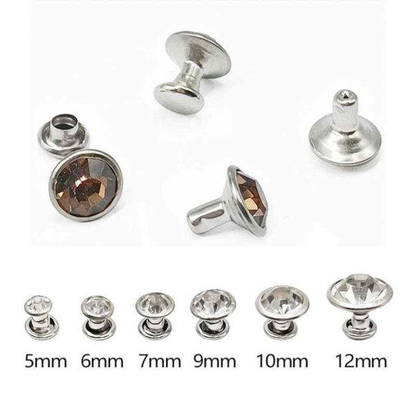 5-12MM Silver-Edge Glass Rhinestone Studs 310pcs Decorative Rivets