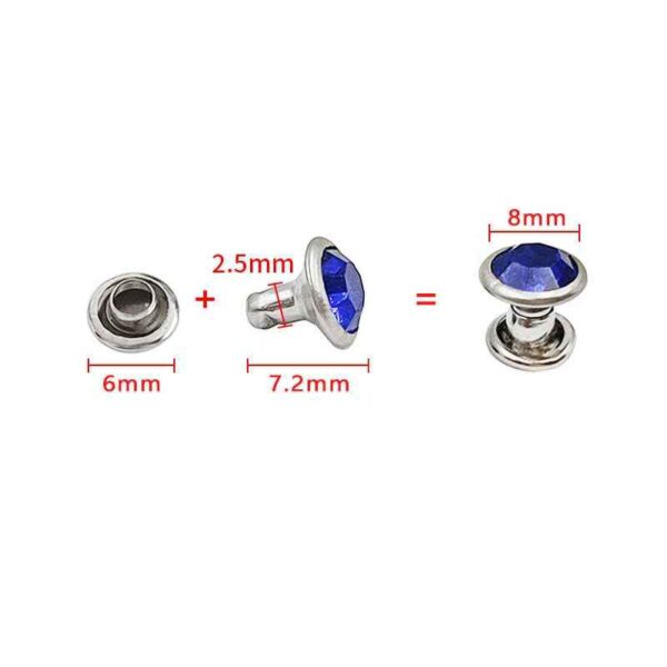 5-12MM Silver-Edge Glass Rhinestone Studs 310pcs Decorative Rivets