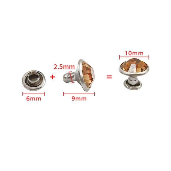 5-12MM Silver-Edge Glass Rhinestone Studs 310pcs Decorative Rivets
