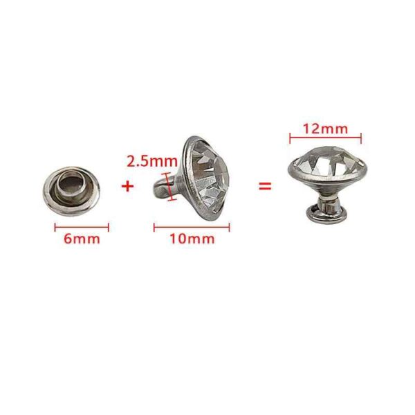 5-12MM Silver-Edge Glass Rhinestone Studs 310pcs Decorative Rivets