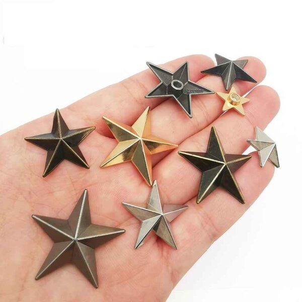 5 Sizes Alloy Star-Shaped Rivet Screws for Clothing Bags Hats 50 Pack