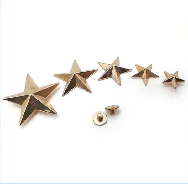 5 Sizes Alloy Star-Shaped Rivet Screws for Clothing Bags Hats 50 Pack