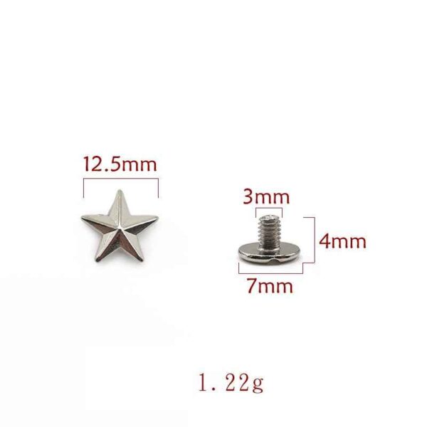 5 Sizes Alloy Star-Shaped Rivet Screws for Clothing Bags Hats 50 Pack