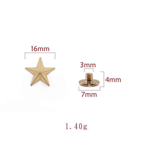 5 Sizes Alloy Star-Shaped Rivet Screws for Clothing Bags Hats 50 Pack